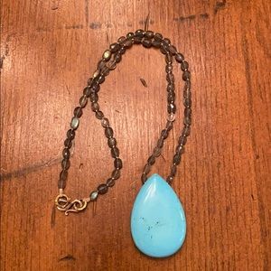 Turquoise and Crystal Handmade Necklace
